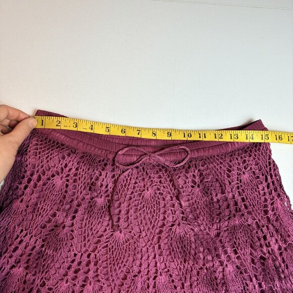 Womens Skirt Crochet 100% Cotton Burgandy Boho Fairycore Festival Lined OS - Picture 7 of 9